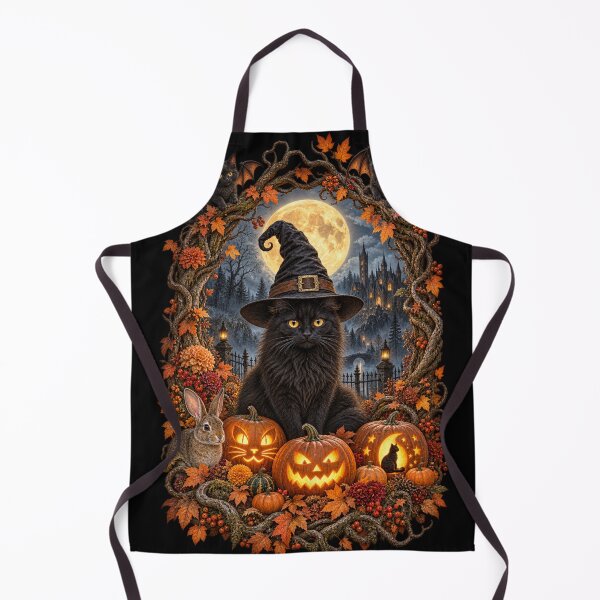 Item preview, Black Witch Cat Under a Golden Moon designed and sold by FrameFlow.