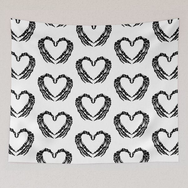 Item preview, Skeleton Hands Heart Line Art — Spooky Gothic Love Heart Illustration designed and sold by LYAN-STORE.