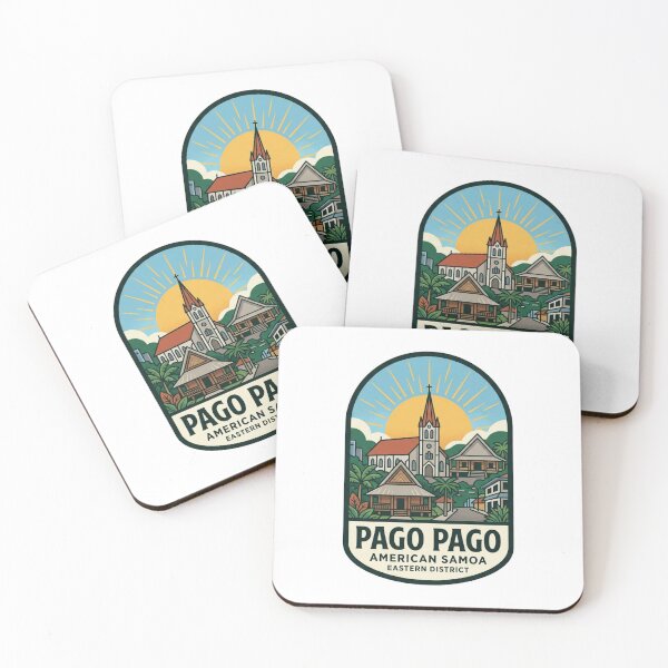 Item preview, Unique Pago Pago American Samoa Travel Badge, Polynesian Village Fale & Historic Church Emblem designed and sold by raedattia.