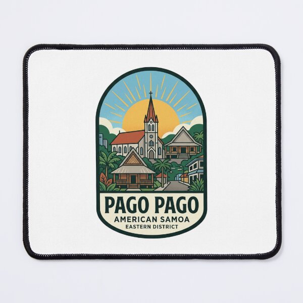 Item preview, Unique Pago Pago American Samoa Travel Badge, Polynesian Village Fale & Historic Church Emblem designed and sold by raedattia.