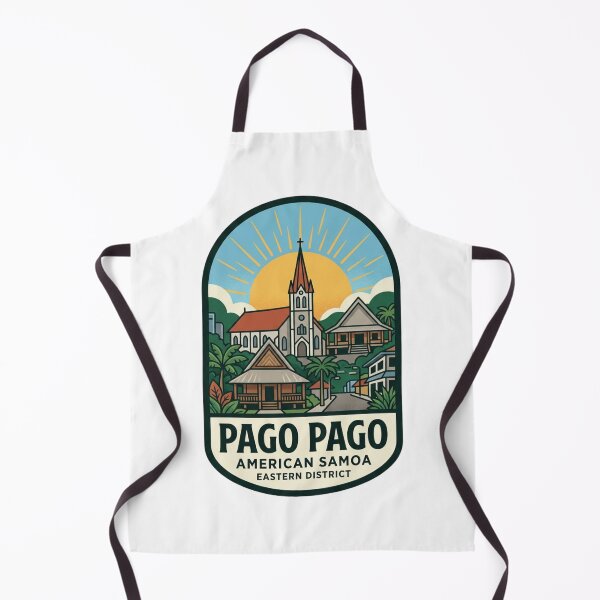 Item preview, Unique Pago Pago American Samoa Travel Badge, Polynesian Village Fale & Historic Church Emblem designed and sold by raedattia.