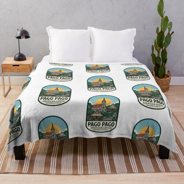 Item preview, Unique Pago Pago American Samoa Travel Badge, Polynesian Village Fale & Historic Church Emblem designed and sold by raedattia.