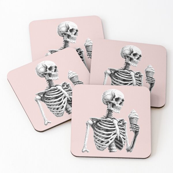 Item preview, Skeleton Holding Ice Cream Cone Linocut designed and sold by Lady-K-.