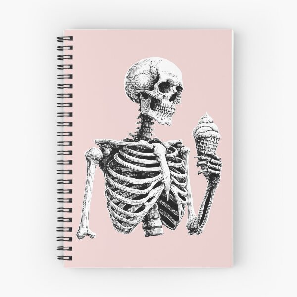 Item preview, Skeleton Holding Ice Cream Cone Linocut designed and sold by Lady-K-.
