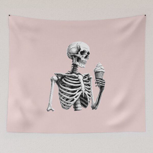 Item preview, Skeleton Holding Ice Cream Cone Linocut designed and sold by Lady-K-.