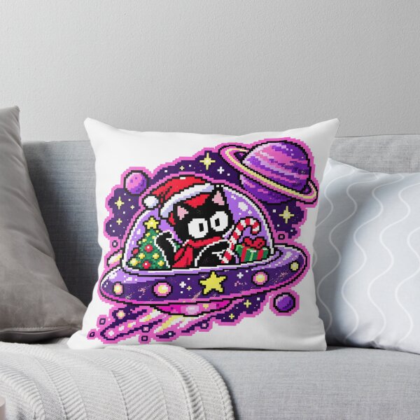 Item preview, Pixel Christmas Cat UFO Graphic Tee designed and sold by DesignArtist.ia.
