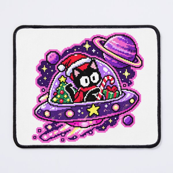 Item preview, Pixel Christmas Cat UFO Graphic Tee designed and sold by DesignArtist.ia.