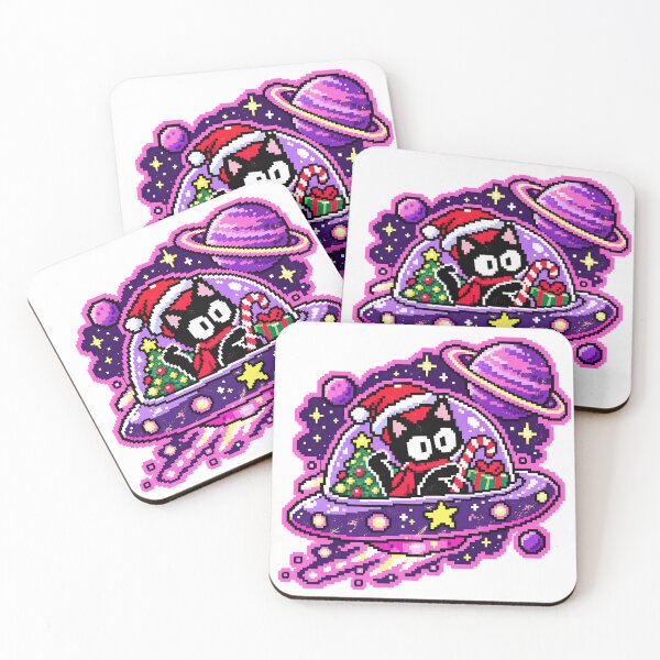Item preview, Pixel Christmas Cat UFO Graphic Tee designed and sold by DesignArtist.ia.