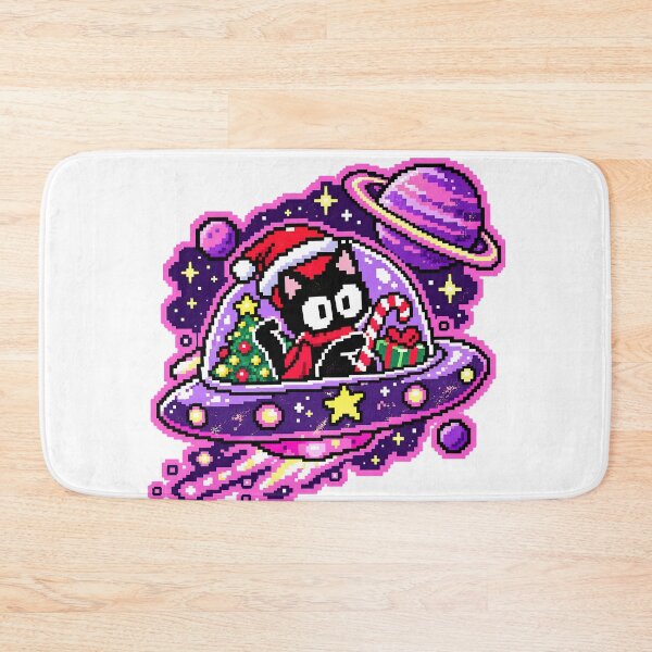Item preview, Pixel Christmas Cat UFO Graphic Tee designed and sold by DesignArtist.ia.