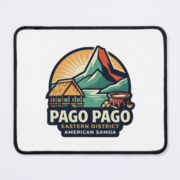 Item preview, Unique Pago Pago American Samoa Travel Badge, Mount Pioa Rainmaker Fale & Tanoa Kava Bowl Emblem designed and sold by raedattia.