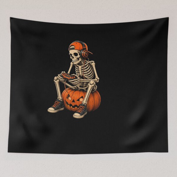 Item preview, Skeleton Gamer Pumpkin Funny Halloween Gaming Shirt designed and sold by LASTIQUE-dd.