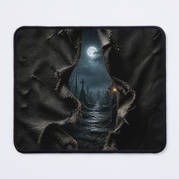 Item preview, Gothic Graveyard Midnight Moon Ripped Canvas Frame Graphic designed and sold by LazyDayzCo.