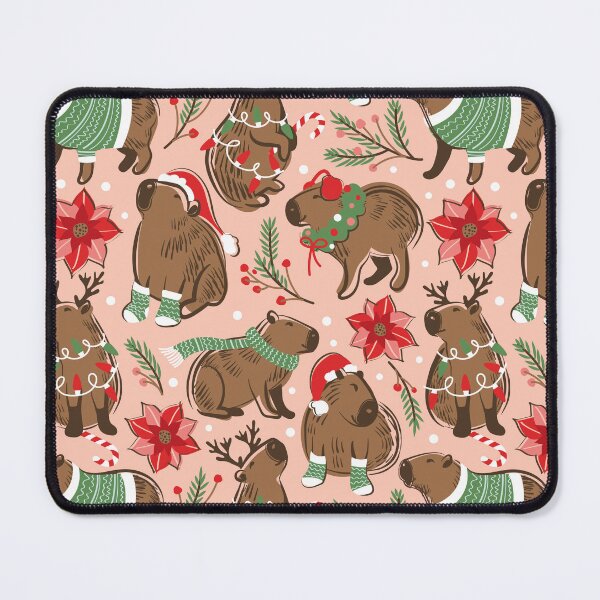 Item preview, Capy Merry Christmas - coral cute happy capybaras festive animals designed and sold by SelmaCardoso.