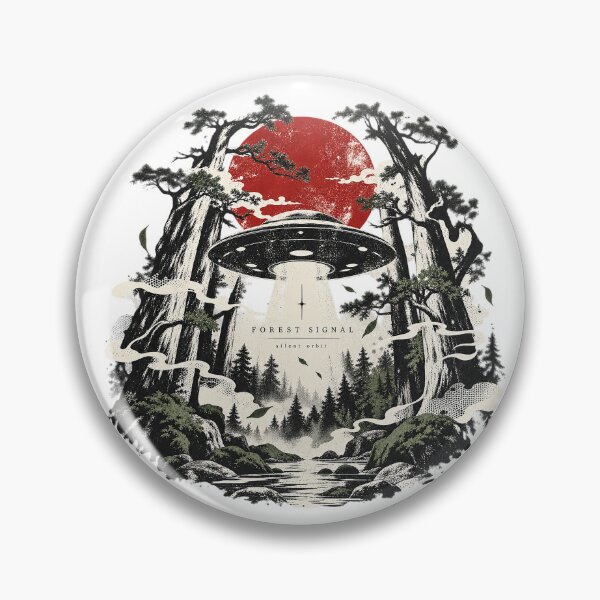 Item preview, Forest Signal Retro Sci Fi UFO Red Sun Nature Landscape designed and sold by zzz888.
