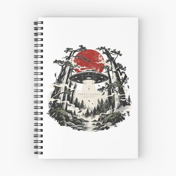 Item preview, Forest Signal Retro Sci Fi UFO Red Sun Nature Landscape designed and sold by zzz888.