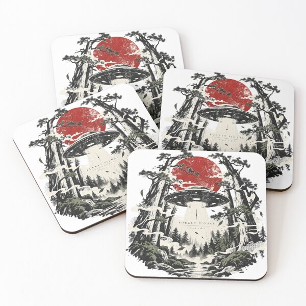 Item preview, Forest Signal Retro Sci Fi UFO Red Sun Nature Landscape designed and sold by zzz888.