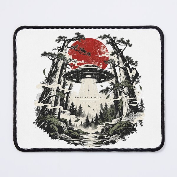 Item preview, Forest Signal Retro Sci Fi UFO Red Sun Nature Landscape designed and sold by zzz888.