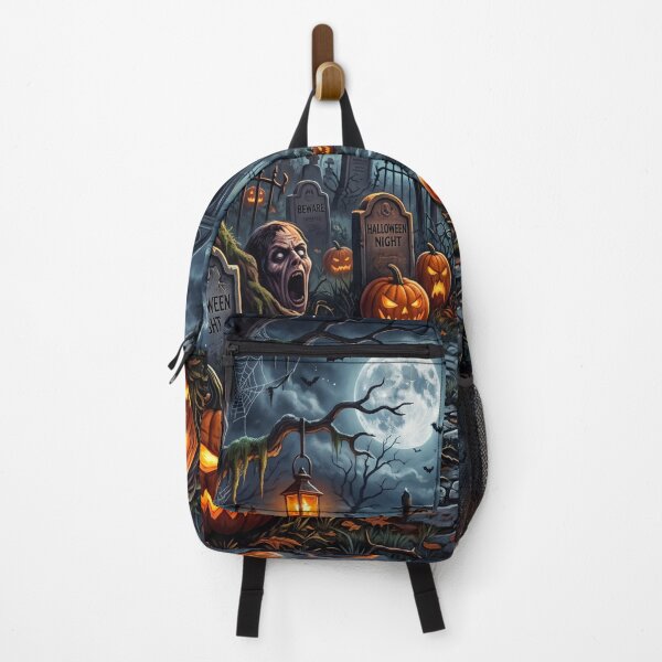 Item preview, Halloween night in a cemetery with terrifying pumpkins designed and sold by Mente Creativa.