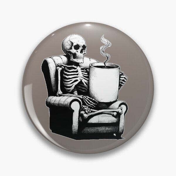 Item preview, Skeleton Sitting In Armchair Drinking Big Coffee  designed and sold by Lady-K-.