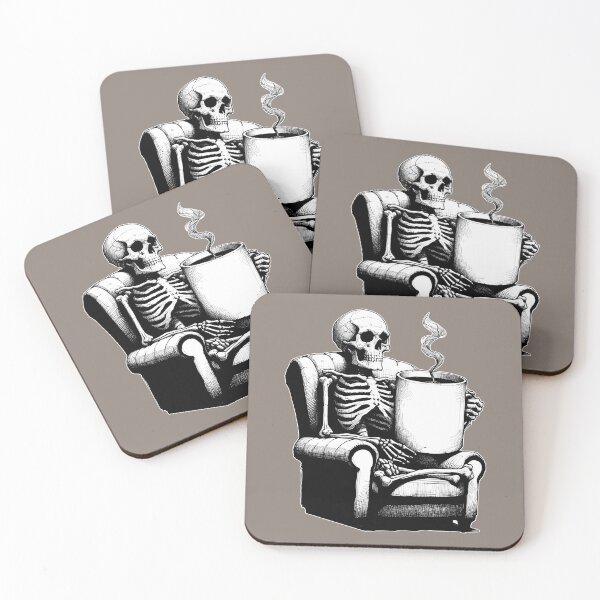 Item preview, Skeleton Sitting In Armchair Drinking Big Coffee  designed and sold by Lady-K-.