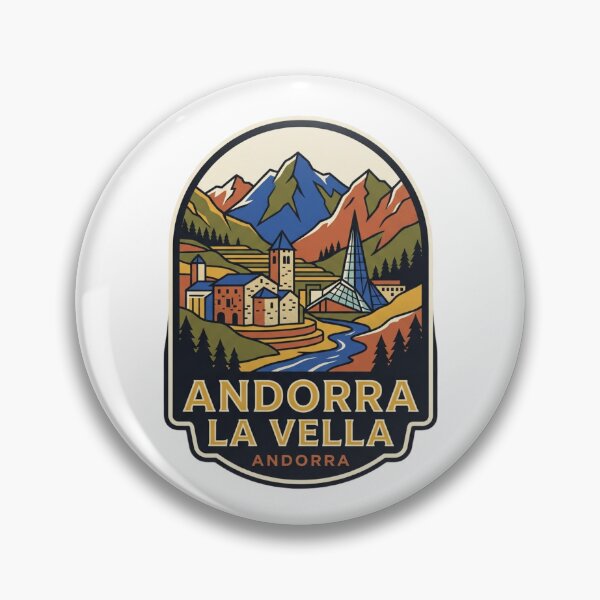 Item preview, Unique Andorra la Vella Travel Badge, Caldea Pyrenees Valley & Gran Valira River Emblem designed and sold by raedattia.