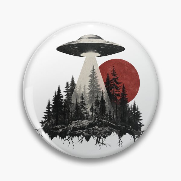 Item preview, Floating Forest Alien Abduction Retro UFO Red Moon designed and sold by zzz888.