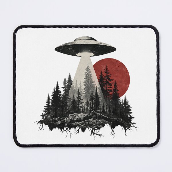 Item preview, Floating Forest Alien Abduction Retro UFO Red Moon designed and sold by zzz888.