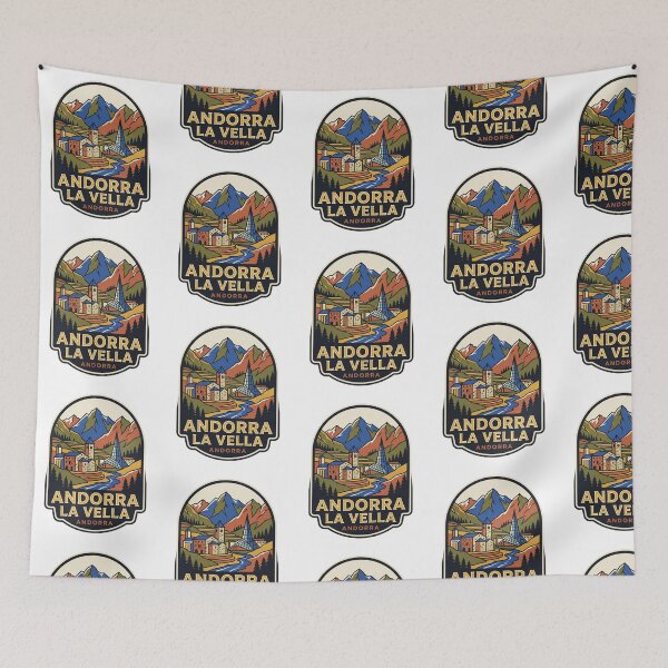 Item preview, Unique Andorra la Vella Travel Badge, Caldea Pyrenees Valley & Gran Valira River Emblem designed and sold by raedattia.