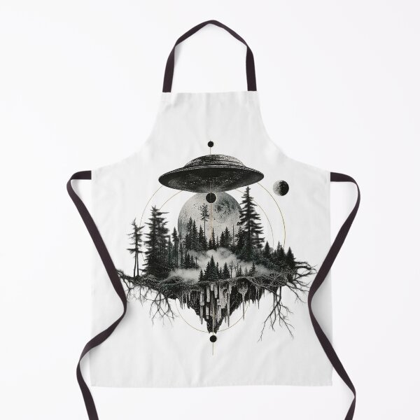Item preview, Geometric UFO Celestial Floating Island Surreal Pine Forest designed and sold by zzz888.