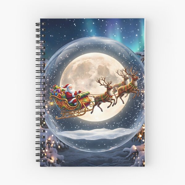 Item preview, Santa Sleigh Snow Globe Christmas Moon Reindeer Flight designed and sold by Sybille-Yates.