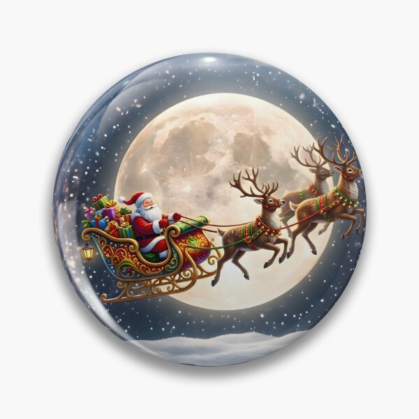 Item preview, Santa Sleigh Snow Globe Christmas Moon Reindeer Flight designed and sold by Sybille-Yates.