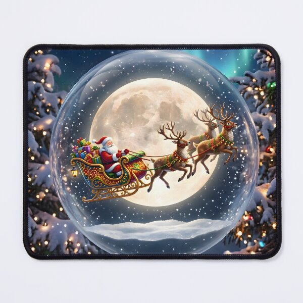 Item preview, Santa Sleigh Snow Globe Christmas Moon Reindeer Flight designed and sold by Sybille-Yates.