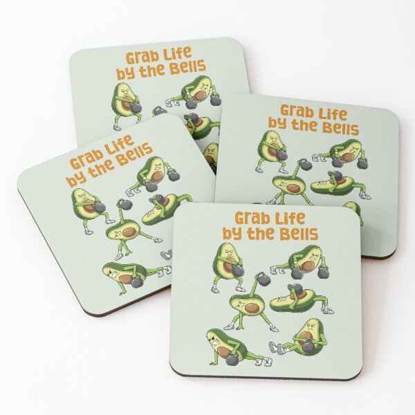 Item preview, Grab Life by the Bells Food Pun Avocado Kettle Bell designed and sold by QuirkyGuacamole.