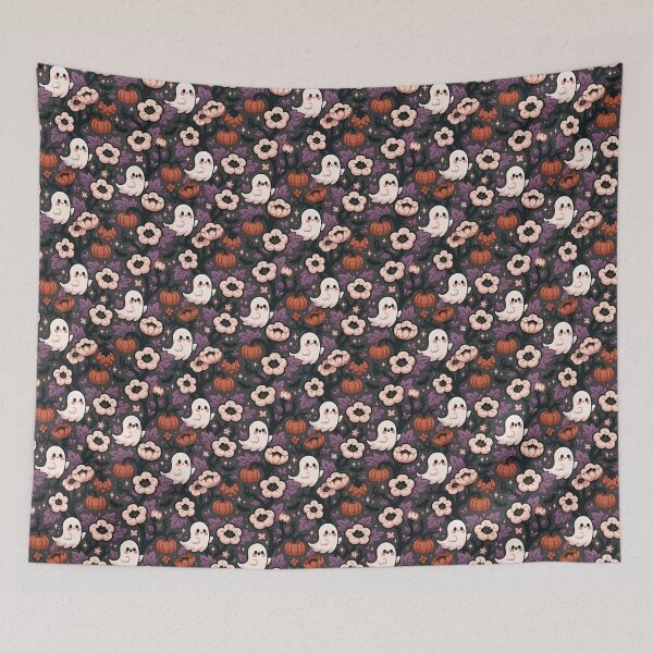 Item preview, Halloween Ghost Pumpkin Floral Pattern designed and sold by Derek Gillette.