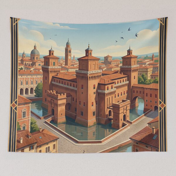 Item preview, Ferrara Italy Vintage Travel Poster – Renaissance City Art designed and sold by Bomax121.