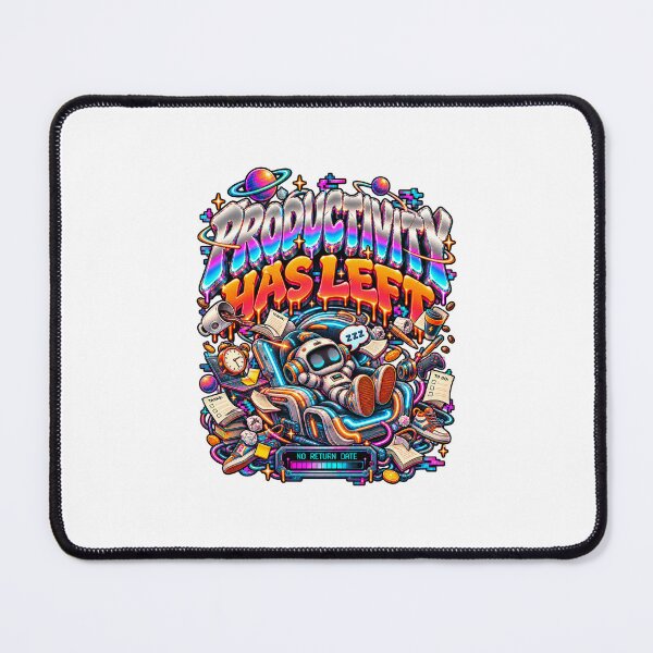 Item preview, Productivity Has Left – Sleepy Robot Procrastination Y2K Cyberpunk designed and sold by NarpLTD.