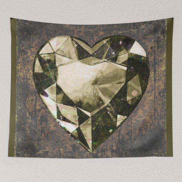Item preview, Heart-Shaped Faceted Yellow Diamond Dark Academia Art designed and sold by Ghoul Enterprises.