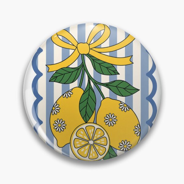 Item preview, Charming Lemons with Yellow Bow and Blue Stripes    designed and sold by DesignByUmza.