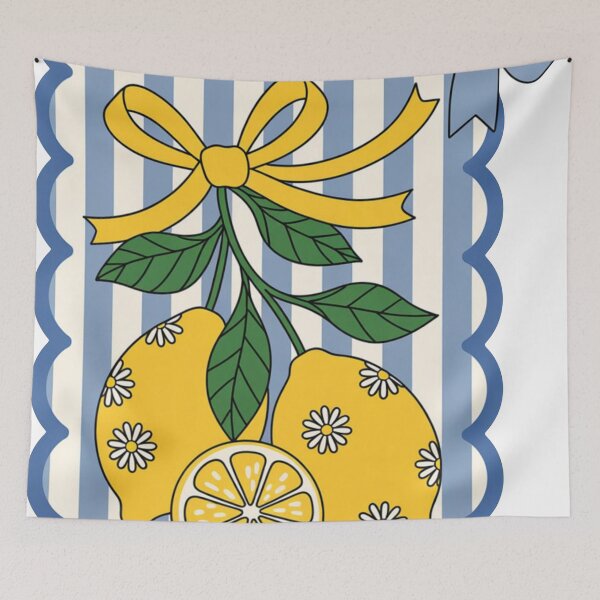 Item preview, Charming Lemons with Yellow Bow and Blue Stripes    designed and sold by DesignByUmza.