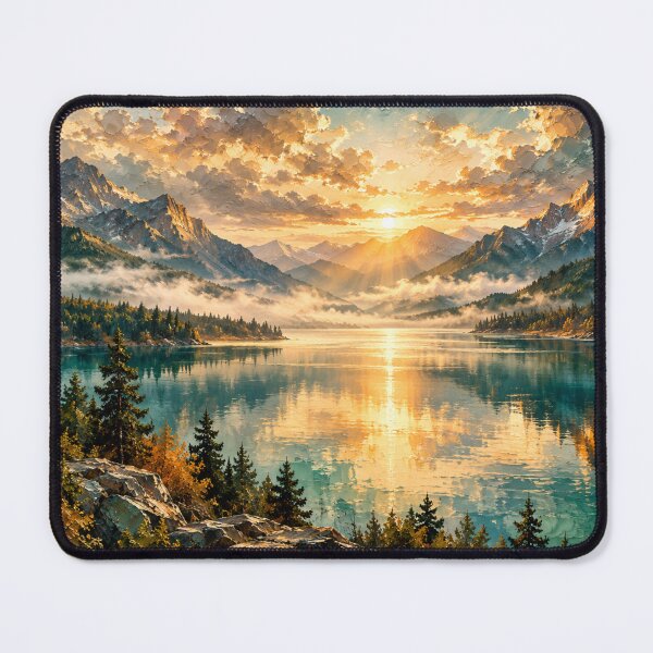 Item preview, Golden Mountain Lake Sunrise Impasto Landscape designed and sold by GSizzle1.