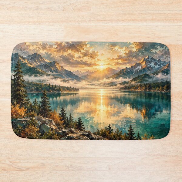 Item preview, Golden Mountain Lake Sunrise Impasto Landscape designed and sold by GSizzle1.