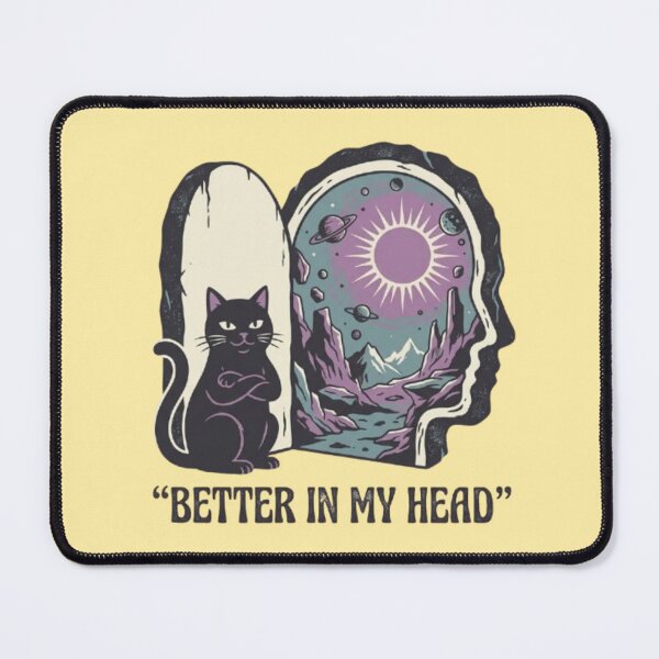 Item preview, Better In My Head Surreal Cosmic Cat Art - Vintage Space Mind Graphic designed and sold by Dogandesighn.