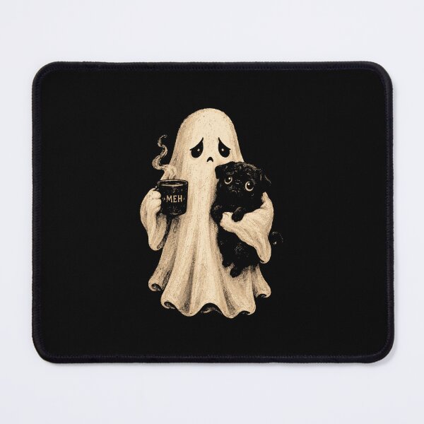 Item preview,  Grumpy Ghost Pug Coffee Halloween Funny Meh Halloween designed and sold by MotivaChic.