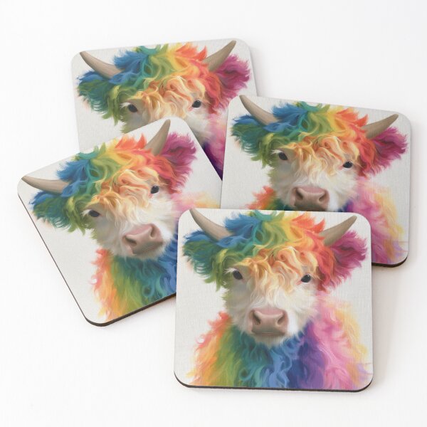 Item preview, Colorful Rainbow Cow – Creative Farm Animal Art designed and sold by WordPlayStudio.