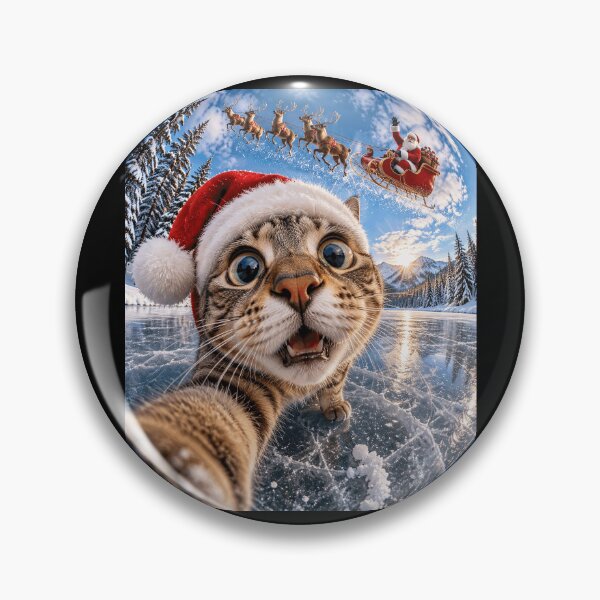 Item preview, Fisheye Cat Selfie Frozen Lake Flying Santa Sleigh designed and sold by yassin-stags.