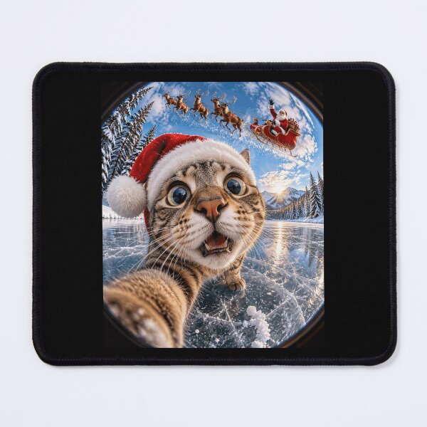 Item preview, Fisheye Cat Selfie Frozen Lake Flying Santa Sleigh designed and sold by yassin-stags.