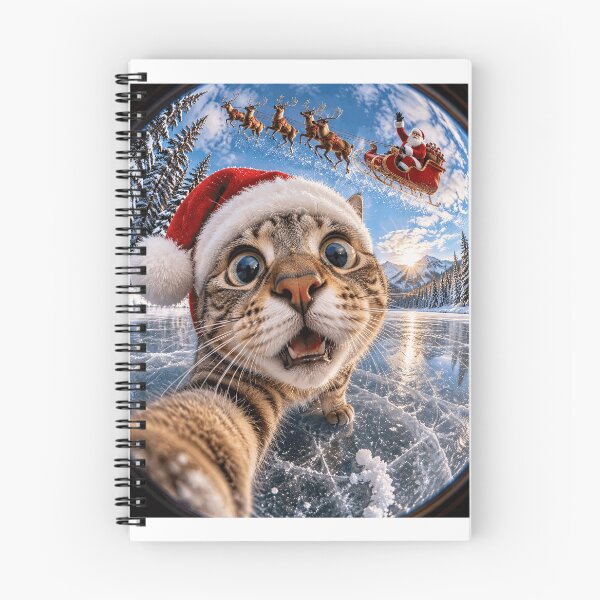 Item preview, Fisheye Cat Selfie Frozen Lake Flying Santa Sleigh designed and sold by yassin-stags.