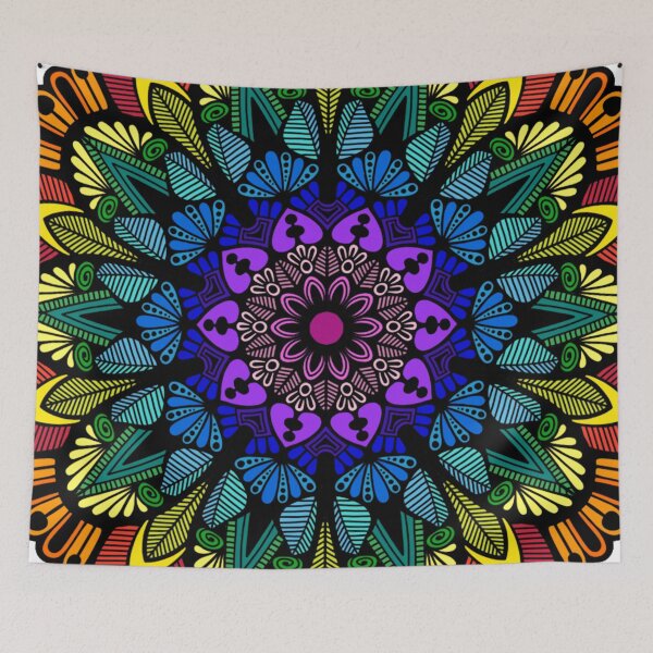 Item preview, Cosmic Fire Vibrant Geometric Mandala designed and sold by FioreDiCiliegio.