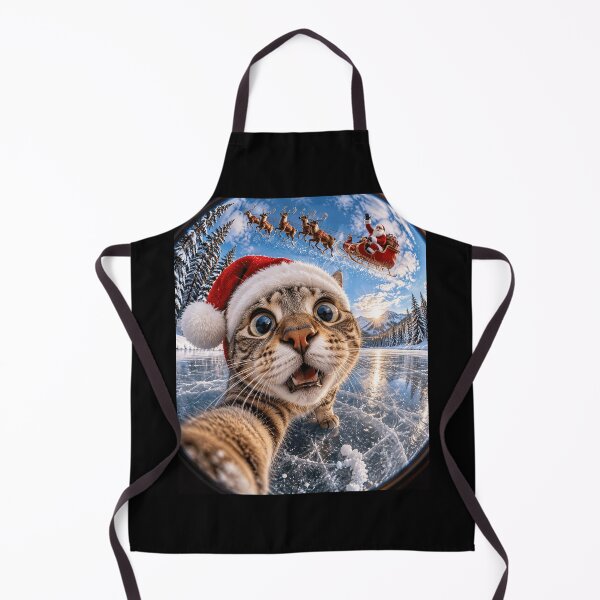 Item preview, Fisheye Cat Selfie Frozen Lake Flying Santa Sleigh designed and sold by yassin-stags.