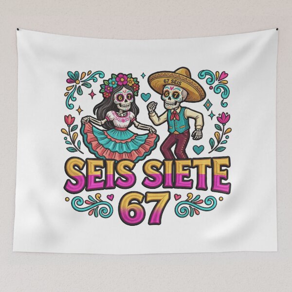 Item preview, Seis Siete 67 Festive Day Of The Dead Couple designed and sold by ArtDesignTp.